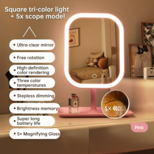 Large Square Rotating LED Makeup Mirror