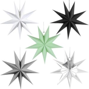 5-Pack 3D Origami Paper Star Ornaments