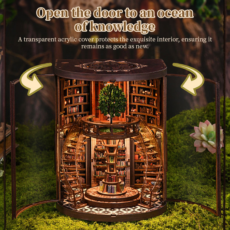 DIY Wooden Book Nook Kit - Miniature Bookend with Wisdom Rings - Image 7