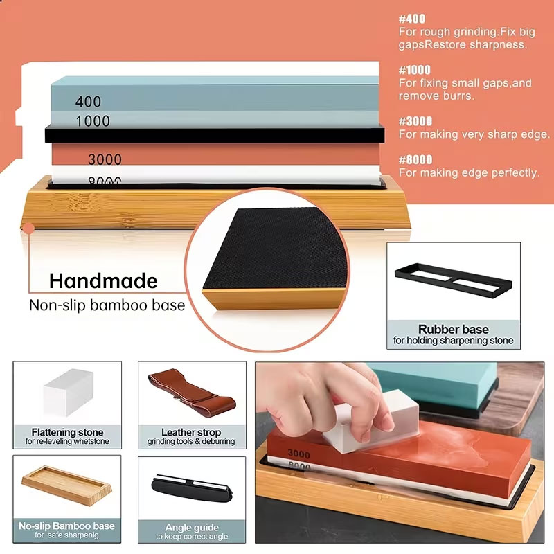 Premium Sharpening Stone - 400# / 1000# 3000# / 8000# - Image 7