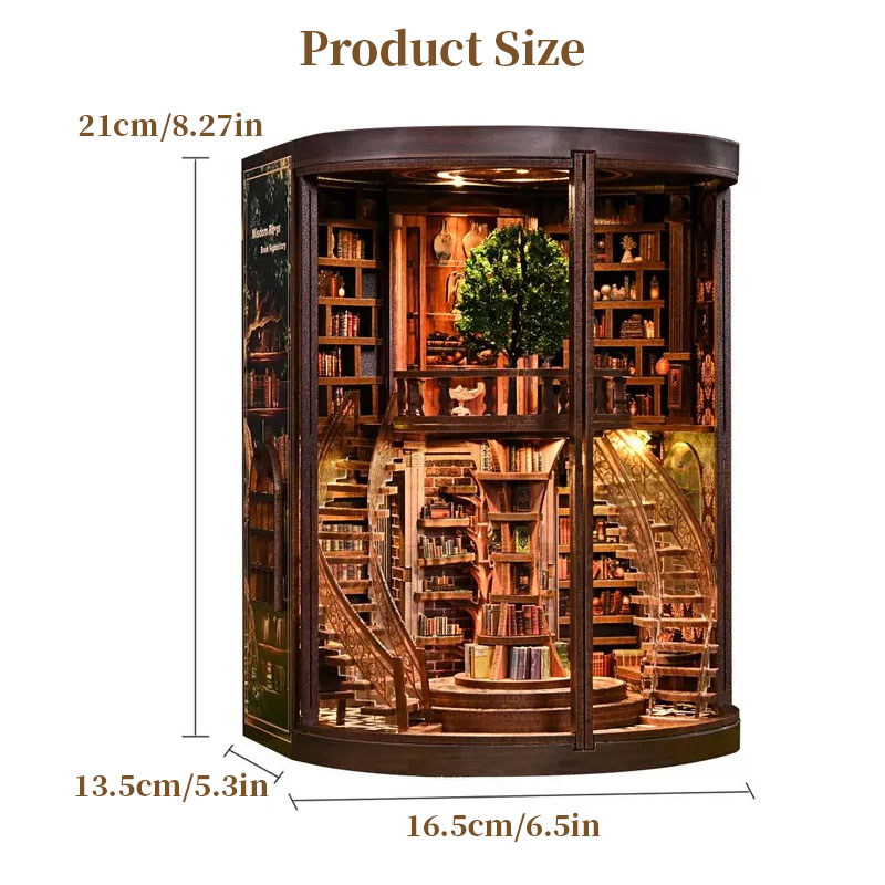DIY Wooden Book Nook Kit - Miniature Bookend with Wisdom Rings - Image 8