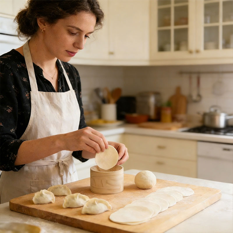 Hand-Held Wood Dumpling Maker Press - Image 3