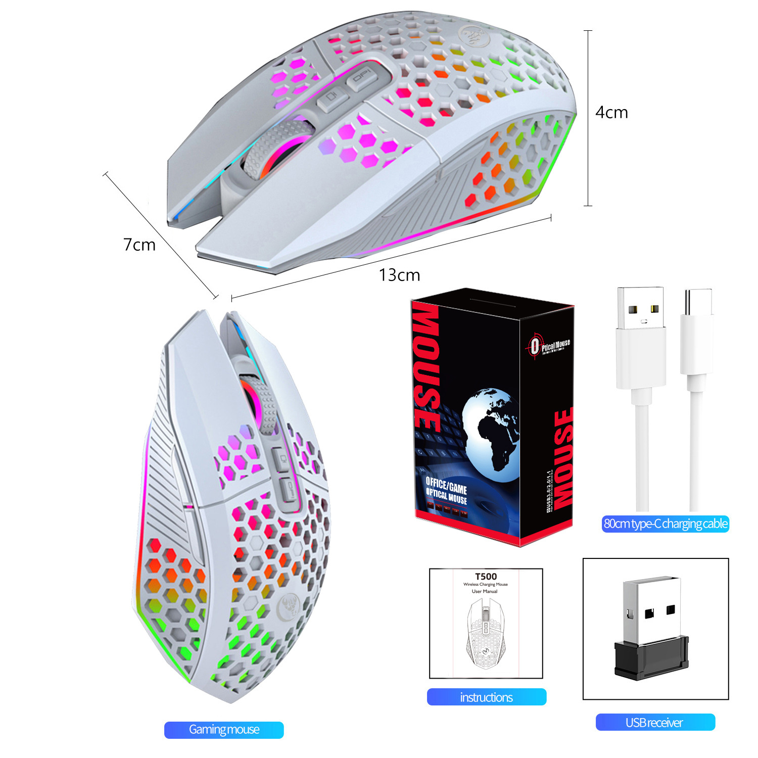 Lightweight Hollow Hole Mouse, Wireless Rechargeable - Image 7