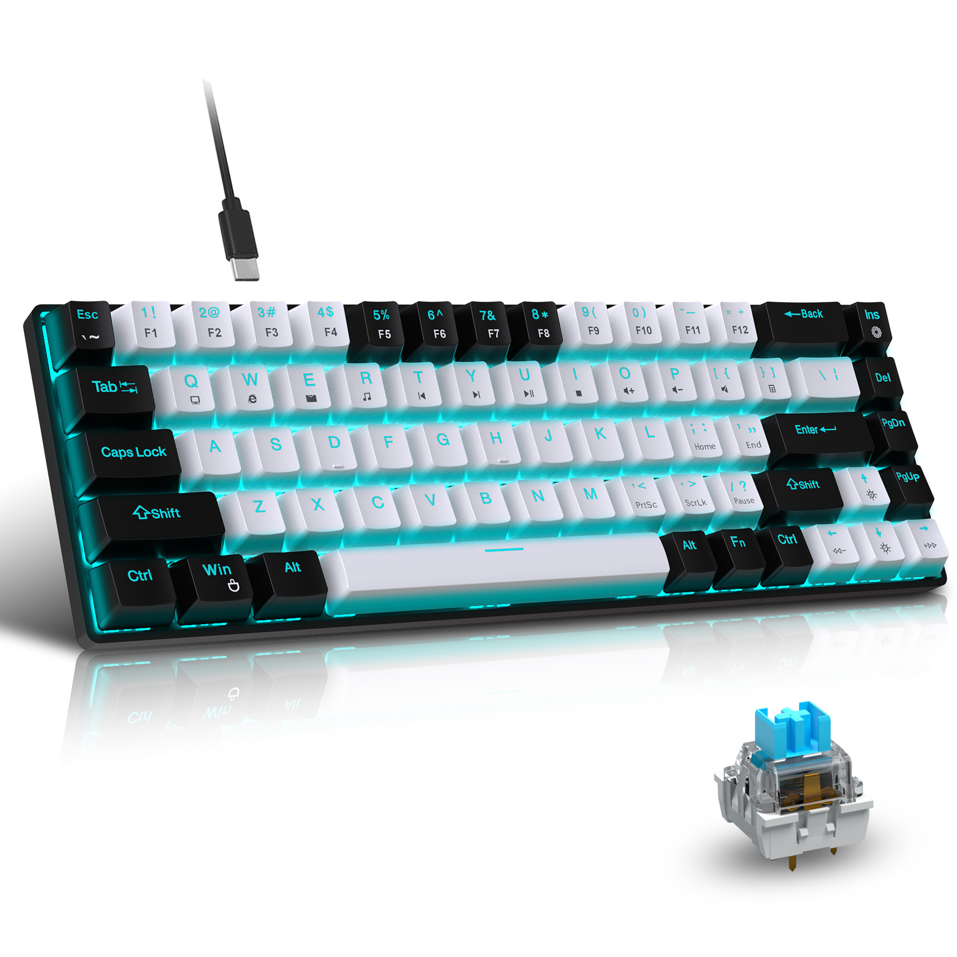 68 Keys, Customized Color Blocked Keycaps