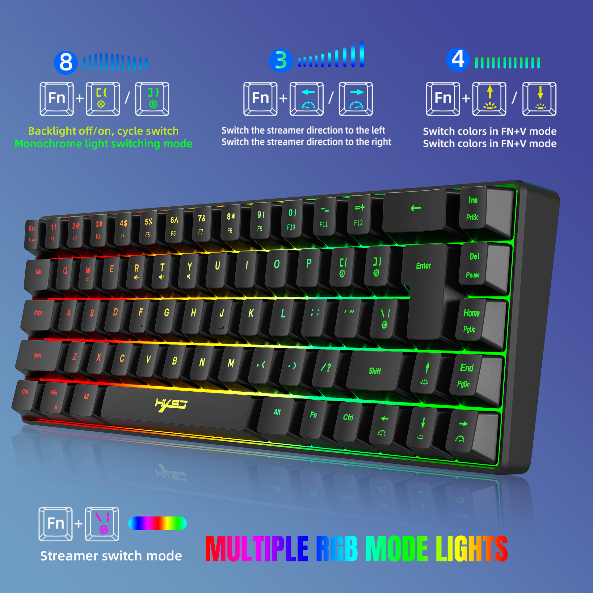 Mini 68 Key Mechanical Texture Film Gaming Keyboard - Image 2
