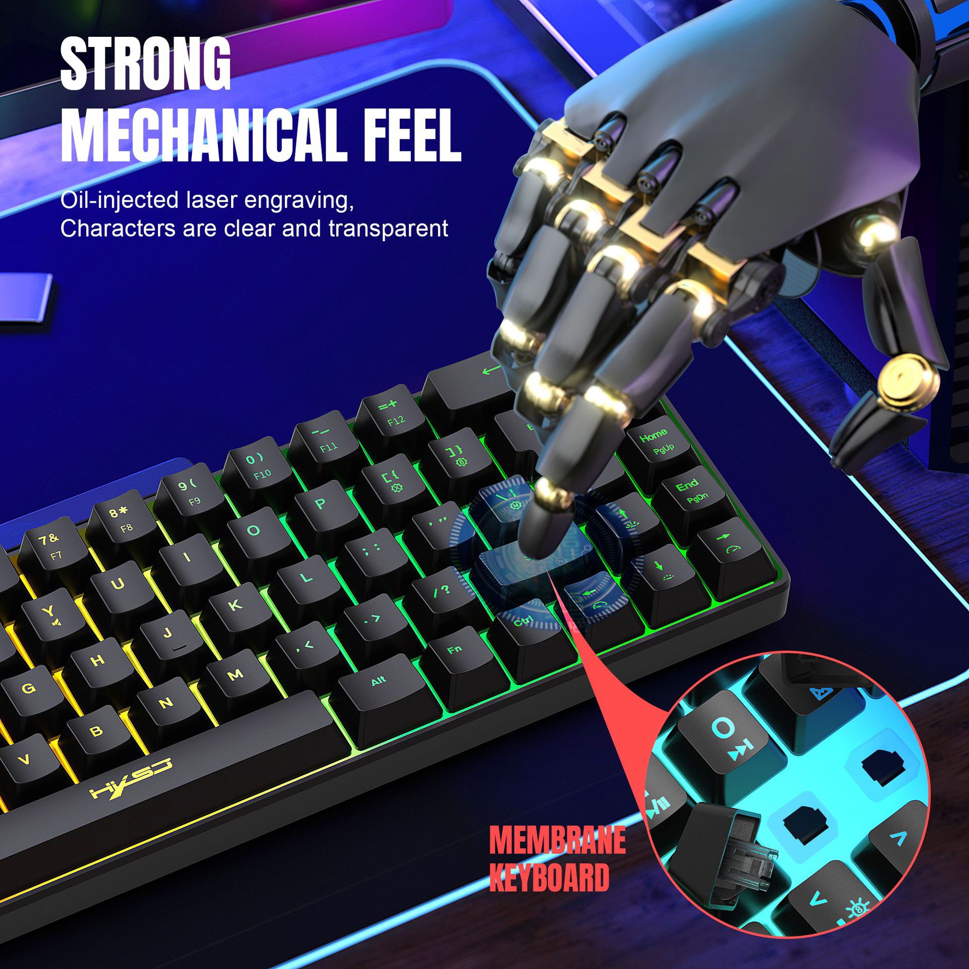 Mini 68 Key Mechanical Texture Film Gaming Keyboard - Image 4