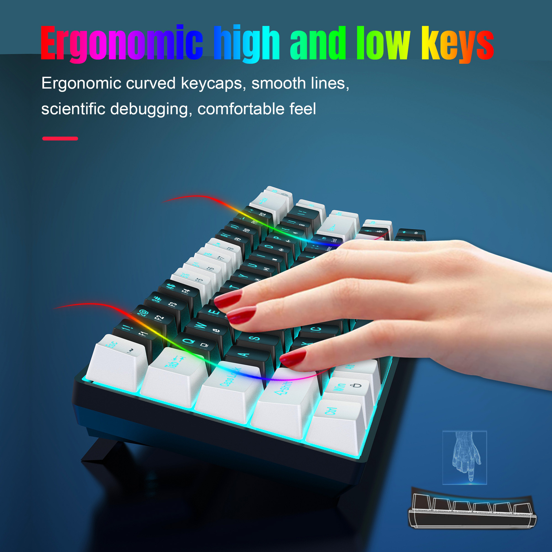 68 Keys, Customized Color Blocked Keycaps - Image 4