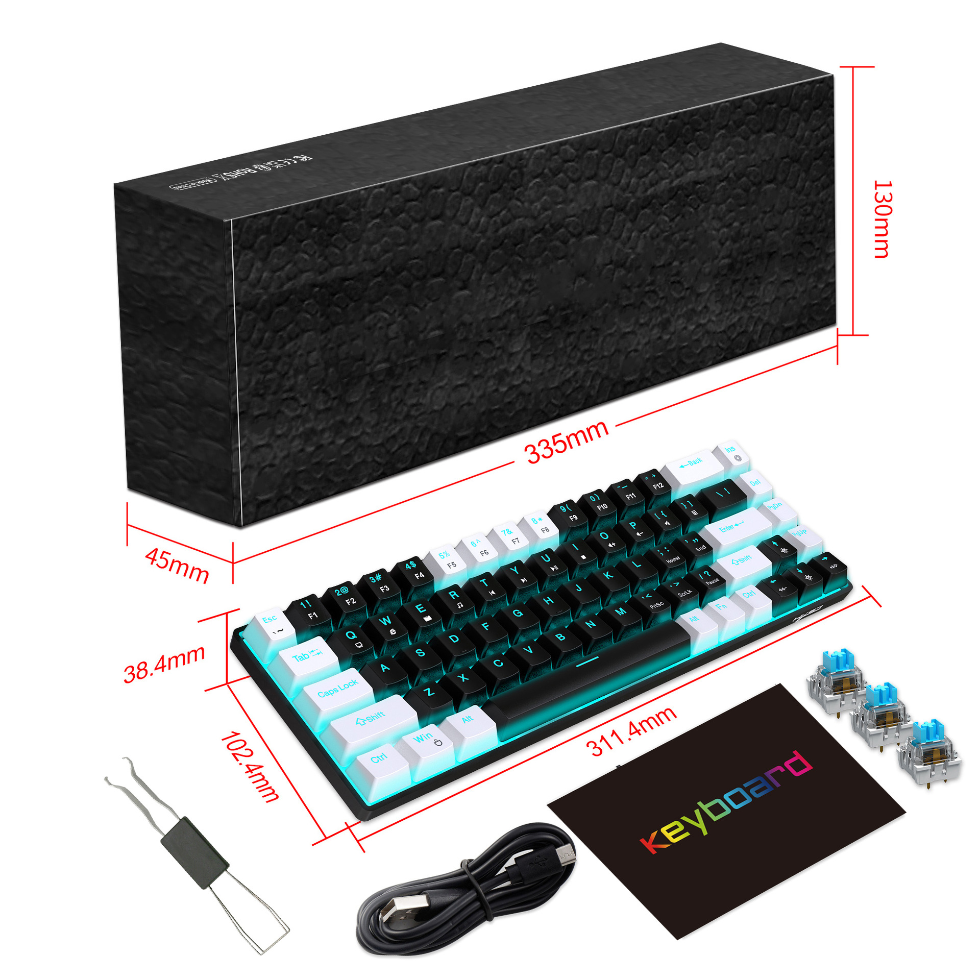 68 Keys, Customized Color Blocked Keycaps - Image 7