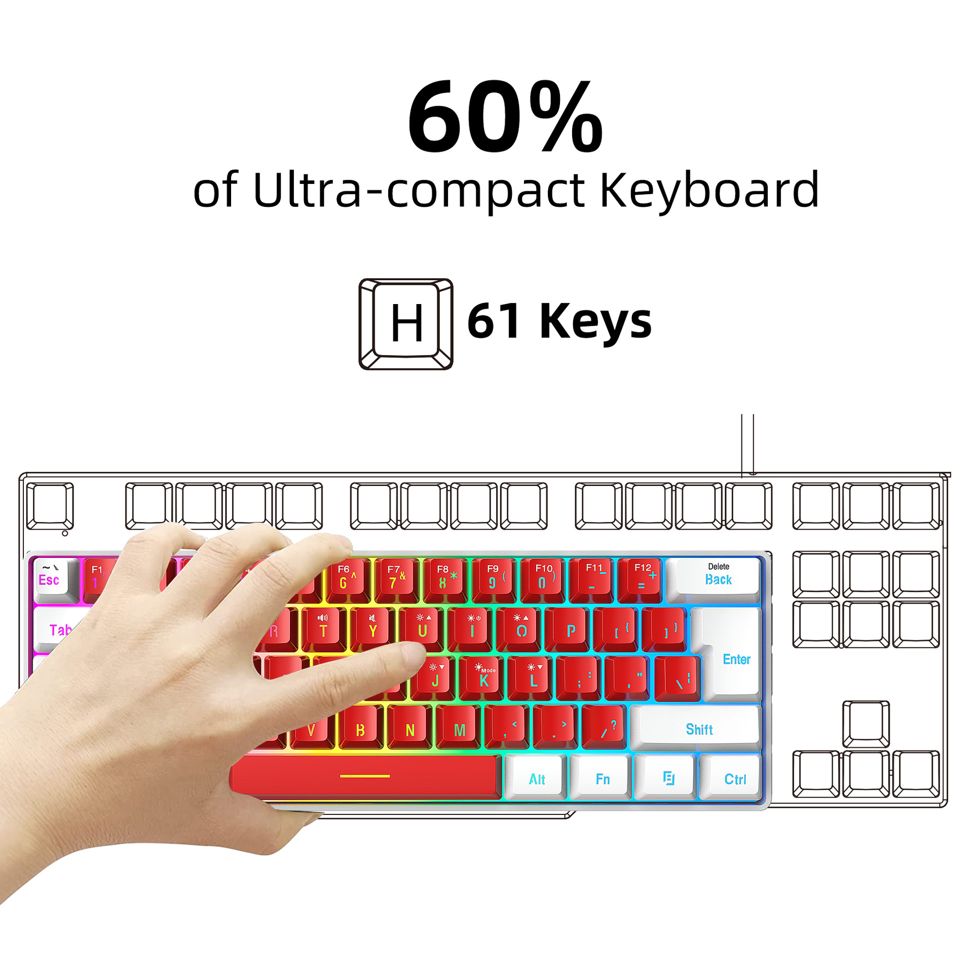 61 Key Keyboard With Mini Minimalist Keyboard - Image 4