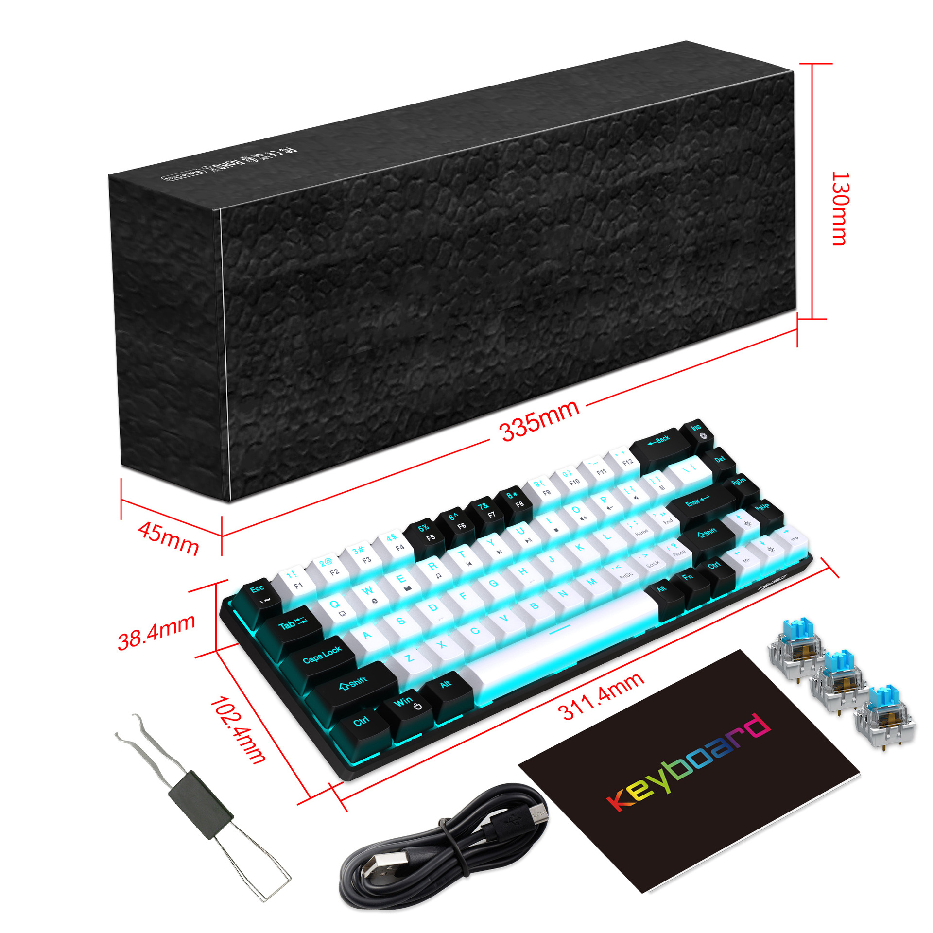 68 Keys, Customized Color Blocked Keycaps - Image 6