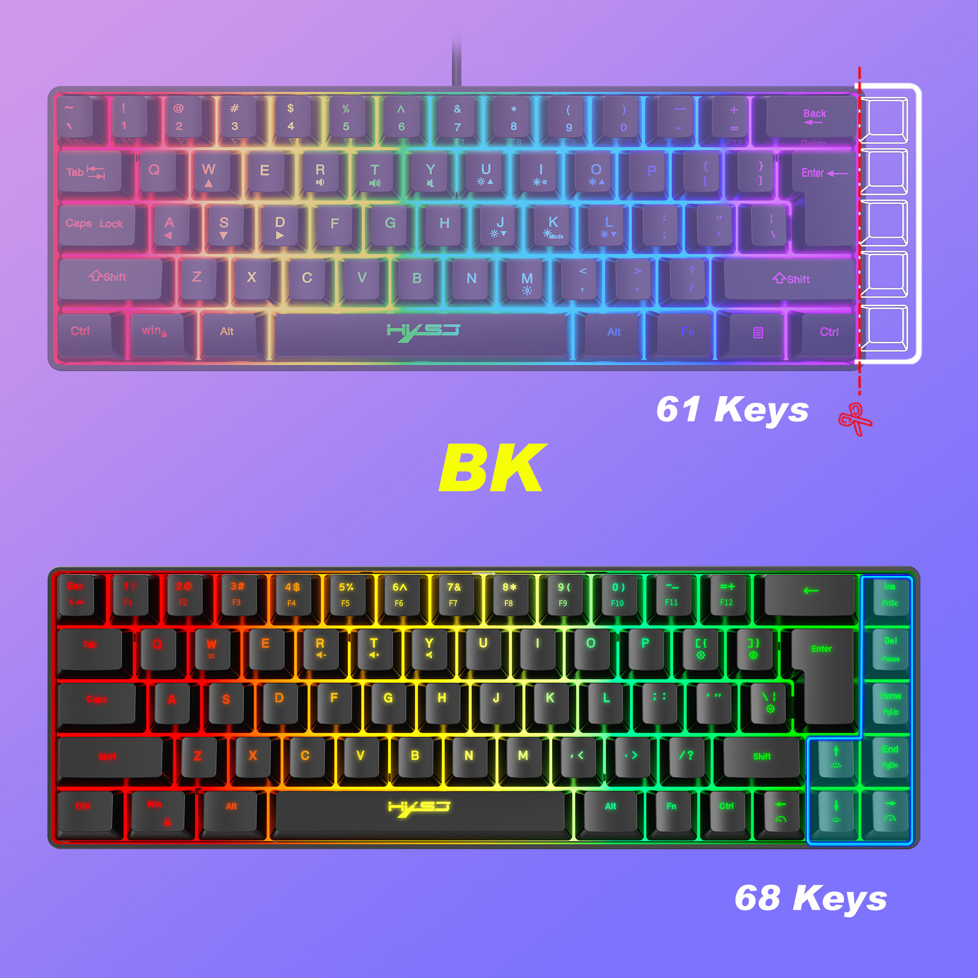 Mini 68 Key Mechanical Texture Film Gaming Keyboard - Image 3