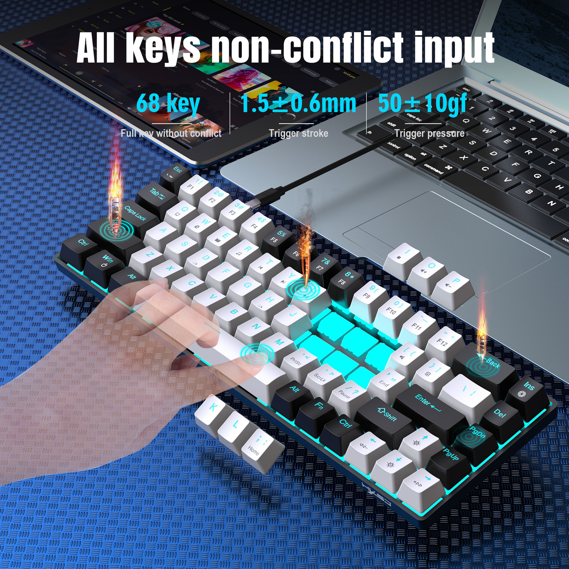 68 Keys, Customized Color Blocked Keycaps - Image 3