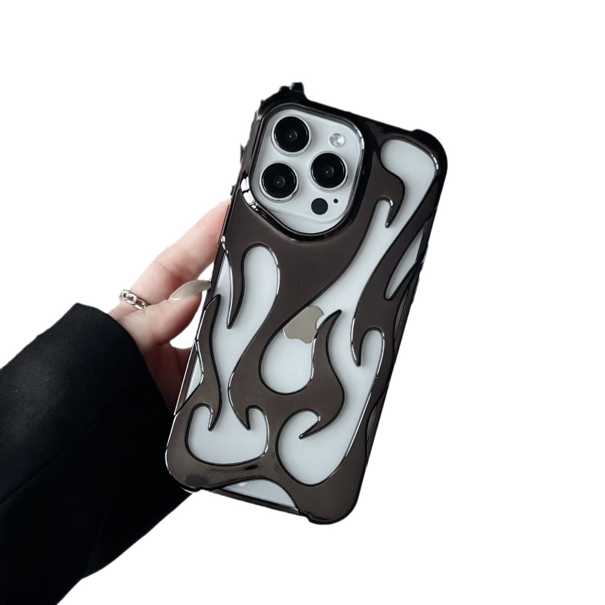 Electroplated Hollow Flame Pattern Phone Case Suitable For iPhone 15 Pro - Image 5